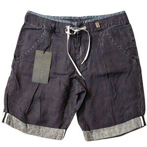 Richmond Cuffed Dark Wash Blue Denim Drawstring Shorts Sz 42 NWT